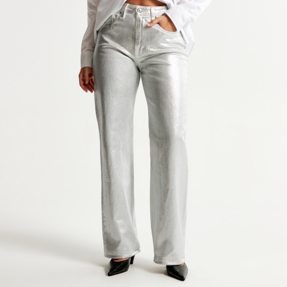 Abercrombie & Fitch Silver Metallic Jeans